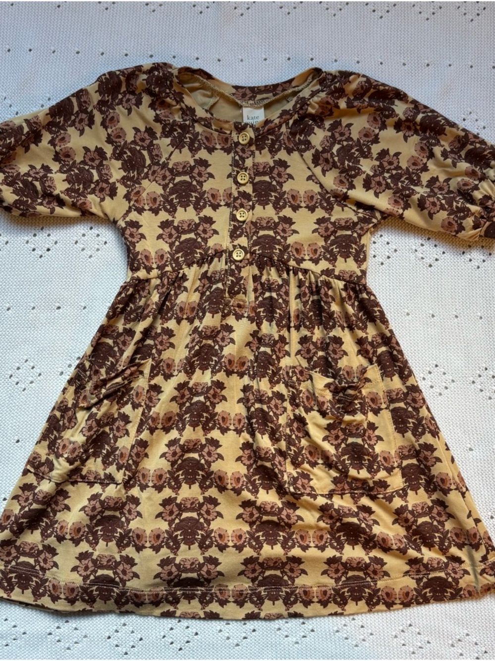 kate quinn Brown Floral Button-Front Knit Dress